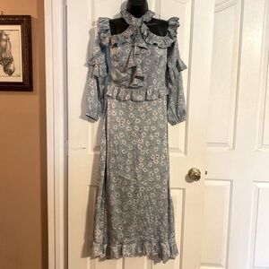 “SEVEN LAB NYC” Floral Cold Shoulder Ruffled Halter Dress